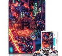 Bitcoin Logo 1000 Piece Jigsaw Puzzle for Adults Teens,Stress Reliever Difficult Challenge Unique Home Decor And Gifts (75x50cm)