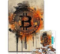 Bitcoin Logo 1000 Pieces Jigsaw Puzzle For Adults Teens,Help The Brain Exercise Addictive Toys to Cultivate Patience Unique Challenge Game (38x26cm)