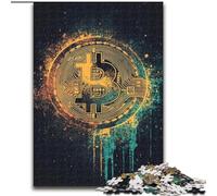 Bitcoin Logo Adult Jigsaw Puzzles 1000 Pieces, Family Activity with Matching Poster And Trivia Sheet for Age 14+ (26x38cm)