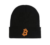Bitcoin Logo Crypto Lover Embroidered Beanie Hat Winter Cap Black