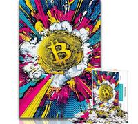 Bitcoin Logo Jigsaw Puzzles for Adults 1000,for Educational Game Challenge Toy for Is Ideal As A Gift for The Whole Family 38x26cm