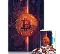 Bitcoin Logo Jigsaw Puzzles for Teenagers 1000 Jigsaws,Challenging Game And Family Play Wall Decoration Unique Birthday And Xmas Gifts (75x50cm)