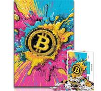 Bitcoin Logo Jigsaw Puzzles for Teenagers 1000 Piece Puzzle,Fun Games Every Piece Is Unique - Challenging Family Fun Game (50x75cm)