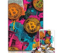 Bitcoin Logo JigsawPuzzle 1000 Pieces for Teenagers,Challenging Game And Family Play Wall Decoration Unique Birthday And Xmas Gifts 75x50cm