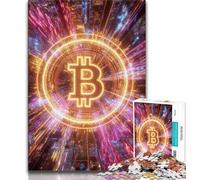 Bitcoin Logo Jigsaws Puzzles 1000 Pieces for Adults Gifts,Challenging Game And Family Play for Is Ideal As A Gift for The Whole Family 38x26cm