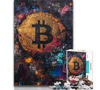 Bitcoin Logo Jigsaws Puzzles 1000 Pieces for Teenagers Gifts,Challenging Game And Family Play with Fully Interlocking Randomly Shaped Pieces (38x26cm)