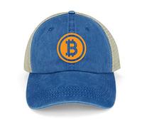 Bitcoin Logo Vintage Denim Baseball Cap Adjustable Hollow Out Snapback Sun Visor Hat