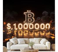 Bitcoin Pattern Dollar Symbol Mural Dark Punk Flame Self-Adhesive Wallpaper 100x70 cm Neon Sign Number Canvas Wall Paper for Bedroom Living Room Wall Mural Removable Stickers Dv197y