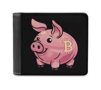 Bitcoin Piggy Bank Bifold Wallet PU Leather Slim Purse Pocket Wallet with Card Holder for Office Travel