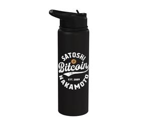 Bitcoin Satoshi Nakamoto Est 2009 Crypto Blockchain Wallet Stainless Steel Insulated Water Bottle