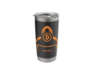 Bitcoin Satoshi Nakamoto Statue Mysterious Large Unknown Stainless Steel Insulated Tumbler