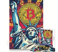 Bitcoin Statue of Liberty 1000 Piece Jigsaws for Adults Puzzle Memory Power Serene Activity Seamless Fit Holiday Present (50x75cm)