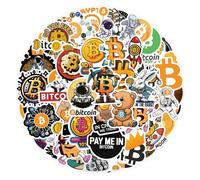 Bitcoin Stickers for Laptop(50 PCS),Gift for Children Teens Adults Girl Boys,Bitcoin Waterproof Stickers for Skateboard,Scrapbook,Bike,Phone,Computer,Luggage Water Bottle Guitar
