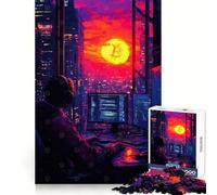 Bitcoin Sunset Cityscape Adults 1000 Pieces Puzzle Reasoning Practice Easy Enjoyment Premium Edges Lovely Gift (38x26cm)