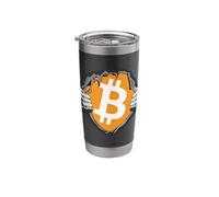 Bitcoin Superhero Logo Reveal Big White BTC Symbol Ripping Stainless Steel Insulated Tumbler