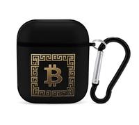 Bitcoin Symbol Cute Earbuds Case Compatible with Airpods 1/2 Wireless Headphones Cover with Carabiner