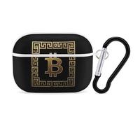 Bitcoin Symbol Cute Earbuds Case Compatible with Airpods Pro Wireless Headphones Cover with Carabiner