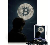 Bitcoin to The Moon Meme 1000 Pieces Jigsaw Puzzles for Adults Brain Strength Peaceful Recreation Firm Interlock Best Gift (50x75cm)