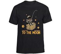 Bitcoin to The Moon T-Shirt Man Crypto Currency Present Cotton TOP Black(X-Large)