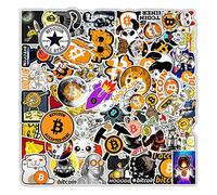 Bitcoin Virtual Currency Stickers - Non-Repeated, Aesthetic for Water Bottle, Laptop, Skateboard, Luggage, Guitar, Car, Motorcycle - Vinyl Waterproof Pack Suitable for Teens Adults