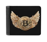 Bitcoin with Wings Printed Bifold Wallet with Hidden Compartments Pocket Money and Credit Card Holder for Men Women