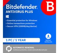 Bitdefender Antivirus Plus 2025 | 1 PC | 1 Year | Windows 11, 10, 8, 7 | UK Edition