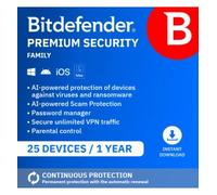 Bitdefender Premium Security Family 2026 | 25 Devices | 1 Year | Automatic renewal