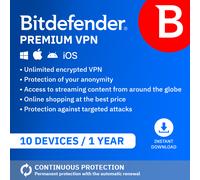 Bitdefender Premium VPN 2025 | 10 Devices | 1 year | Automatic renewal