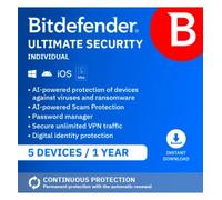 Bitdefender Ultimate Security Individual 2026 | 5 Devices | 1 Year