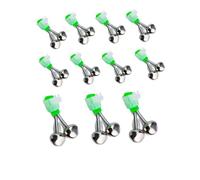 bite alarms for fishing poles,15 PCS Silver Double Bells Fish Bite Alarm Portable Reusable for Night Indicators 1.89 Inch Green Galvanized