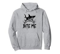 Bite Me: Fierce Shark Attack for Ocean Enthusiasts Pullover Hoodie, Adult Unisex, Heather Grey, XXL
