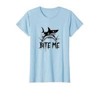 Bite Me: Fierce Shark Attack for Ocean Enthusiasts T-Shirt, Women, Baby Blue, S