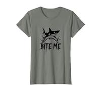 Bite Me: Fierce Shark Attack for Ocean Enthusiasts T-Shirt, Women, Olive Heather, Large