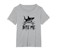 Bite Me: Fierce Shark Attack for Ocean Enthusiasts T-Shirt, Women's Plus, Heather Grey, 4X