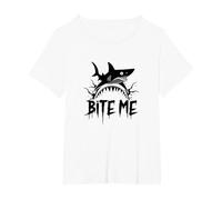 Bite Me: Fierce Shark Attack for Ocean Enthusiasts T-Shirt, Women's Plus, White, 4X