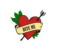 Bite me HEART arrow Temporary Tattoo long lasting love valentines day