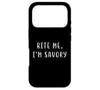 Bite Me, I'm Savory Funny Statement Food Drink Humor Case for iPhone 17 Pro