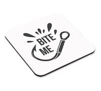 Bite Me Mug & Coaster Set Fishing Hook Fisherman Birthday Christmas Coffee Gift