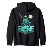 Bite Me Shark Sarcastic Funny Ocean Beach Trendy Summer Fun Zip Hoodie