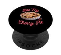 Bite My Cherry Cream Pie Funny sarcastic cherries PopSockets Adhesive PopGrip