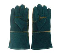 Bite Proof Gloves - Synthetic Leather Cat Grooming Gauntlets, Scratch Resistant Forearm Shield, Domestic Pet Bathing Safety Mitts, Puppy Handling Rescuer Wear | Dark Green