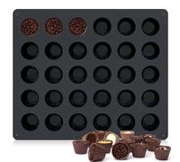 Bite Size Peanut Butter Cup Molds 30 Cups Silicone Chocolate Candy Mold Mini Tart Pan for Keto Fat Bombs, Reese, Jello, Brownies, Cordial Black