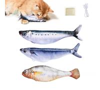 Bite-Sized Realistic Flopping Fish Cat Toys, Catnip Fish Toys for Cats, Interactive Rechargeable Moving Cat Toy with Catnip for Indoor Cats Pets, Tap-Activated 3 Flapping Mode (3 Types)