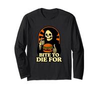 Bite to Die for Burger Grim Reaper Humor Long Sleeve T-Shirt