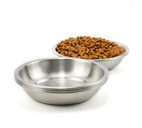 BiteKing Stainless Steel Cat Bowls 4 Pack, Whisker Fatigue Relief Cat Food Dish, Metal Shallow Wide Large Replacement Plate for Dog and Pet, Ideal for Raised Elevated Pet Feeding Station Stand, 6.3"