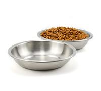 BiteKing Stainless Steel Cat Bowls, Whisker Fatigue Relief Cat Food Dish, Metal Shallow Wide Large Replacement Plate for Dog and Pet, Ideal for Raised Elevated Pet Feeding Station Stand