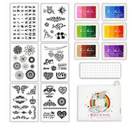 BITEYI Clear Stamps Set,with 6pcs Silicone Clear Stamps,1pcs Acrylic Stamp Block 6pcs Colors Ink Pads and 1pcs Storage Bag,for Card Making Diary Decoration and DIY Scrapbooking (CSS5)
