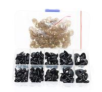 BITEYI Plastic Colorful Safety Smooth Noses with Washers,130 Pcs 8-16mm DIY Craft Noses for Making Doll,Puppet,Plush Animal Works (Black)