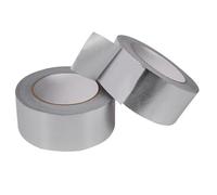 BITHAI 2pcs Glass Fibre Aluminium Foil Adhesive Tape, Duct Insulation Tape High Temperature Heavy Duty Metal Tape Reinforced Aluminum Foil Tape Waterproof Tape, Silver 30mm*20m (50mm*20m)