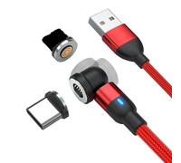 BITHAI 540° Rotating Magnetic Charger Cables, 2 in-1 Magneti c Phone Charger Cabl e 3A Fast Charger Cord USB C to USB C Magnetic Charging Cables for Type C/i-Products (3m)